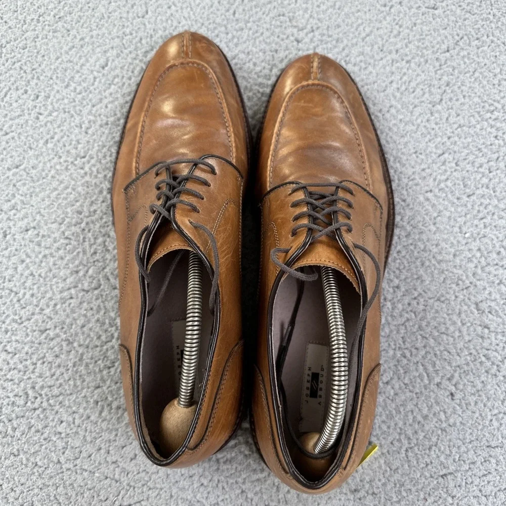 Joseph Abboud Stevenson Split Toe Dress Shoes Men 11 Brown Italian Leather